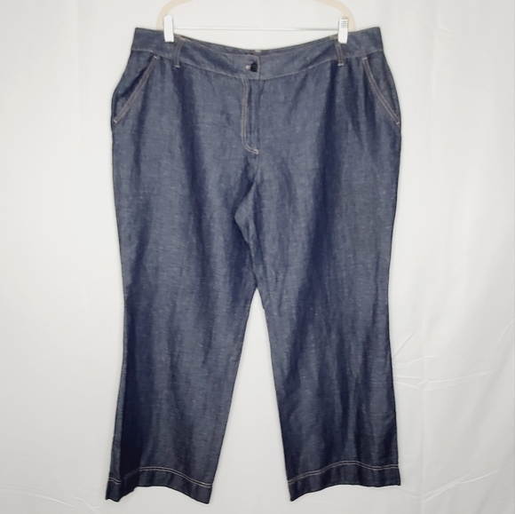 Talbots Woman Petites Heritage Pants Size 22W Linen Cotton Blend Wide Leg NEW - Picture 1 of 13